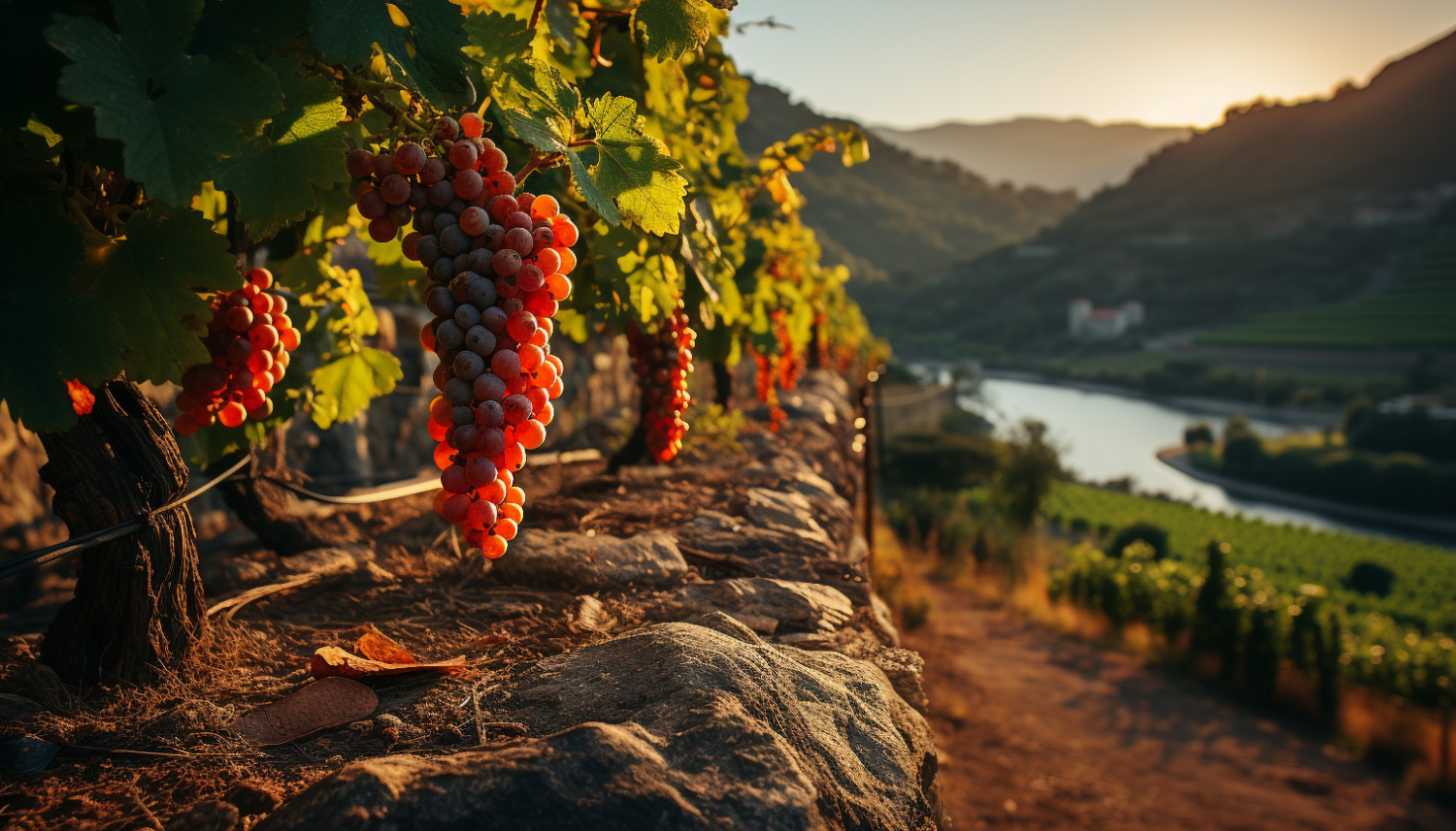 Vignes au coucher du soleil